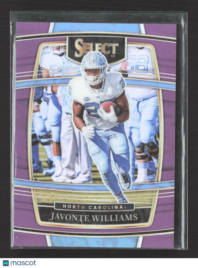 2022 Panini Select Draft Picks Prizm Concourse Javonte Williams #64 Purple 59/75