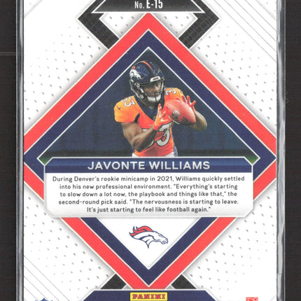 2021 Panini Prizm Emergent Javonte Williams #E-15 RC