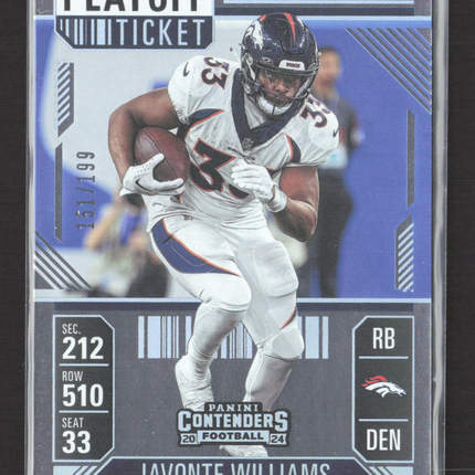 2025 Panini Contenders Football Playoff Ticket Javonte Williams #29 151/199
