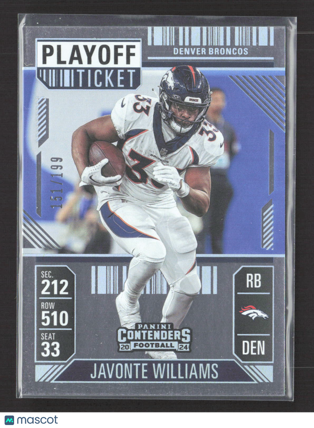 2025 Panini Contenders Football Playoff Ticket Javonte Williams #29 151/199