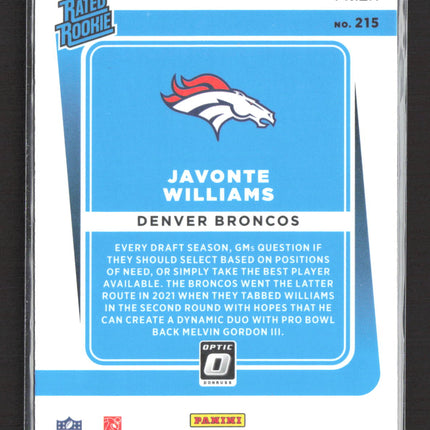 2021 Panini Donruss Optic Prizm Javonte Williams #215 Pink