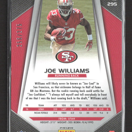 2017 Panini Prizm Joe Williams #295 Orange RC 256/275