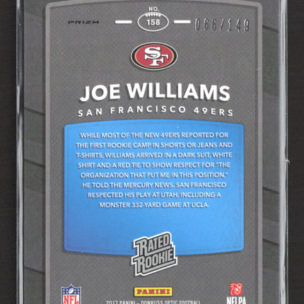 2017 Panini Donruss Optic Prizm Joe Williams #158 Blue 066/149