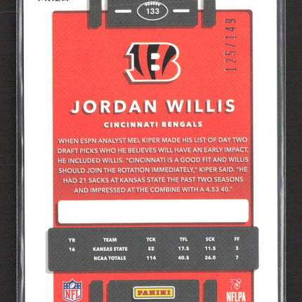 2017 Panini Donruss Optic Prizm Jordan Willis #133 Blue RC 125/149