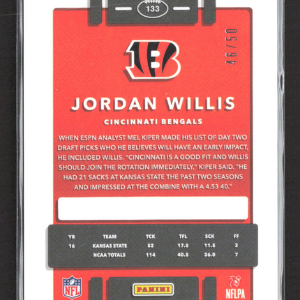 2017 Panini Donruss Optic Prizm Jordan Willis #133 Purple RC 46/50