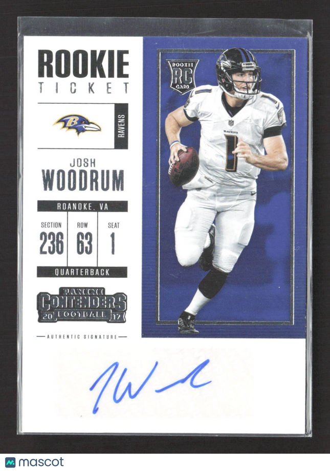 2017 Panini Contenders Football Josh Woodrum #295 RC Auto
