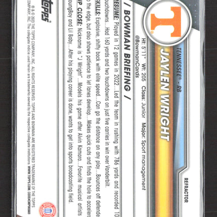 2023 Bowman Chrome University Jaylen Wright #130 Refractor 1st Bowman