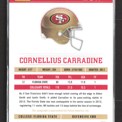 2013 Panini Rookies & Stars Longevity Cornelius Carradine #247 RC Auto