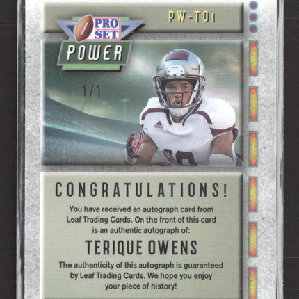 2024 Leaf Pro Set Power Terique Owens #PW-TO1 Purple Galaxy 1/1 Auto
