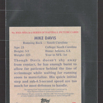 2015 Bowman Football Mike Davis #BMA-MDA Auto