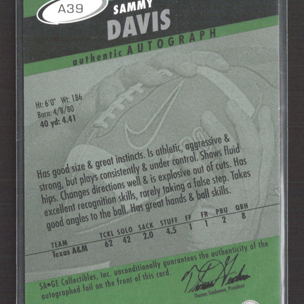 2003 SAGE HIT Sammy Davis #A39 Auto