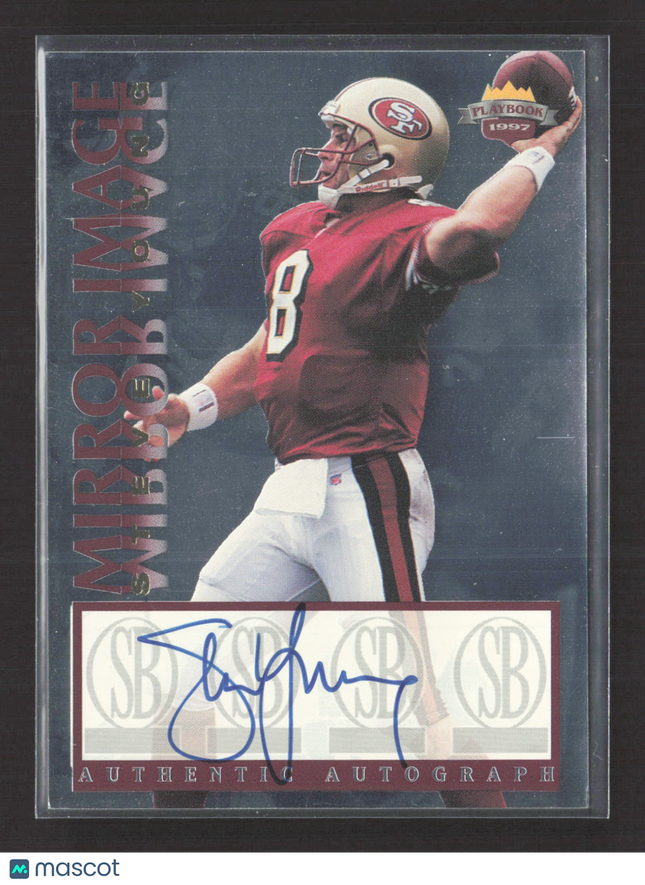 1997 Score Board Playbook Mirror Image Steve Young #4 of 7 53/360 Auto