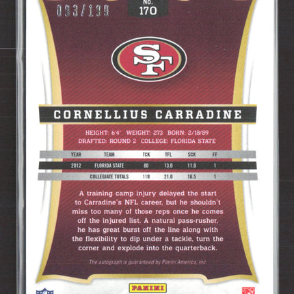 2013 Panini Select Cornellius Carradine #170 RC Auto