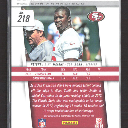 2013 Panini Prizm Cornellius Carradine #218 RC Auto