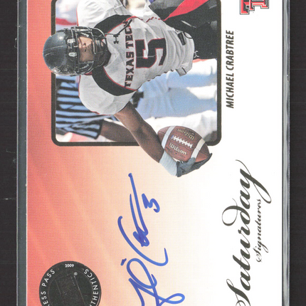 2009 Press Pass Legends Saturday Signatures Michael Crabtree #SS-MC Auto