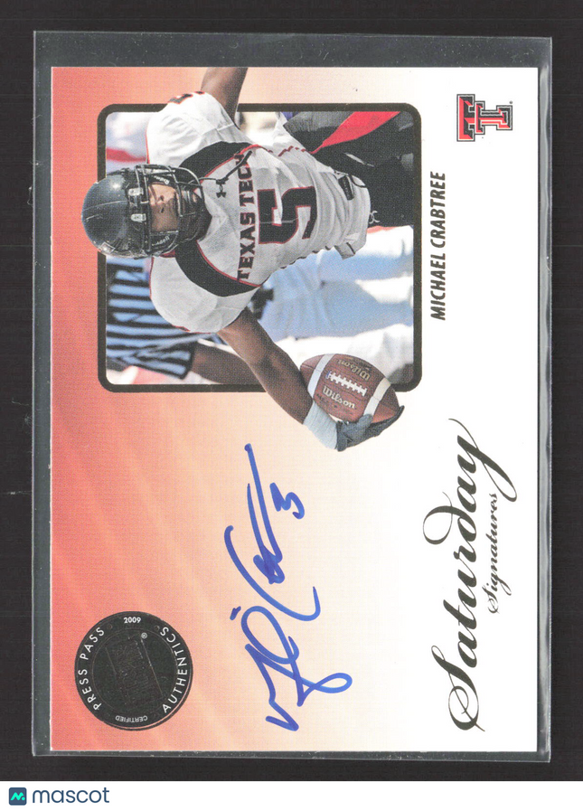 2009 Press Pass Legends Saturday Signatures Michael Crabtree #SS-MC Auto