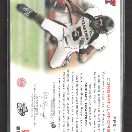 2009 Press Pass Signings Michael Crabtree #PPS-MC Auto