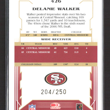 2006 Score Select Inscriptions Delanie Walker #426 Auto /250