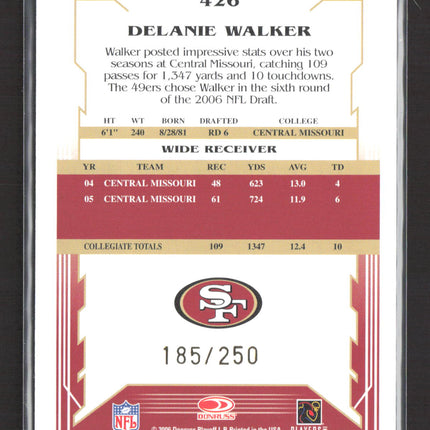 2006 Score Select Inscriptions Delanie Walker #426 Auto /250