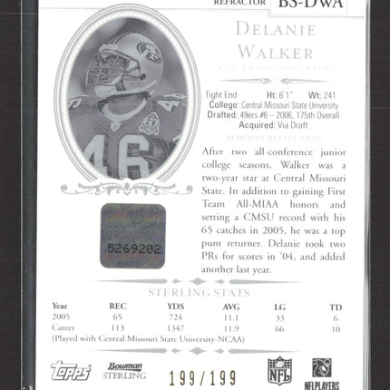 2006 Bowman Sterling Delanie Walker #BS-DWA Refractor Auto /199