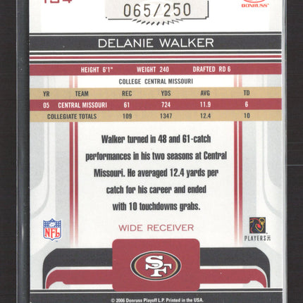 2006 Donruss Gridiron Gear Delanie Walker #134 065/250 Auto