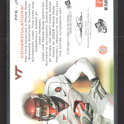 2008 Press Pass Signings Josh Morgan #PPS-JM Auto