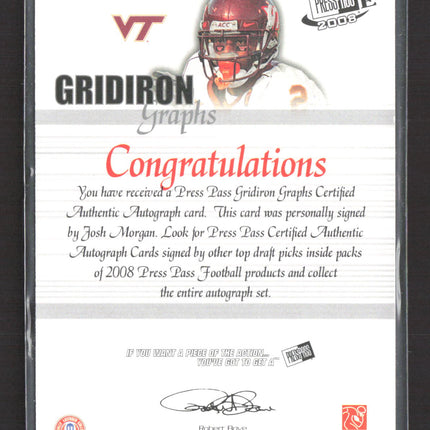 2008 Press Pass Gridiron Graphs Josh Morgan #GG-JM Auto