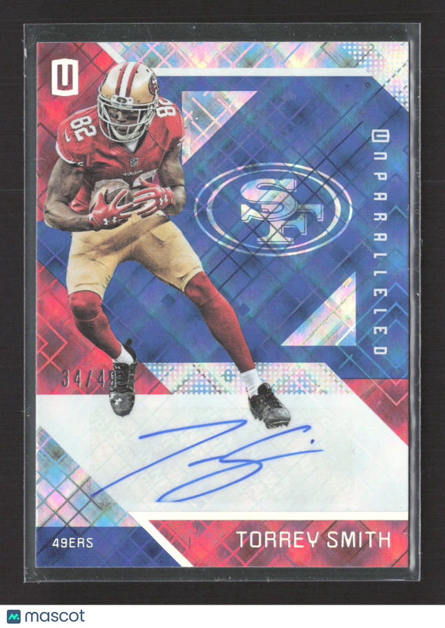 2016 Panini Unparalleled Torrey Smith #131 34/49 Auto