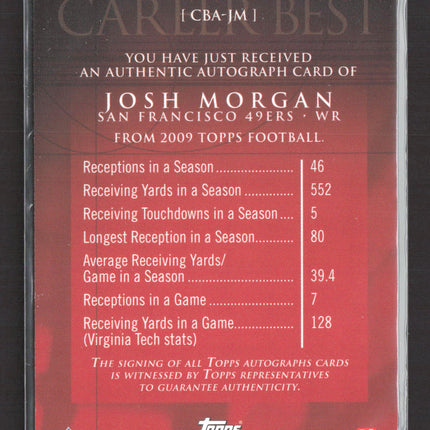 2009 Topps Career Best Josh Morgan #CBA-JM Auto
