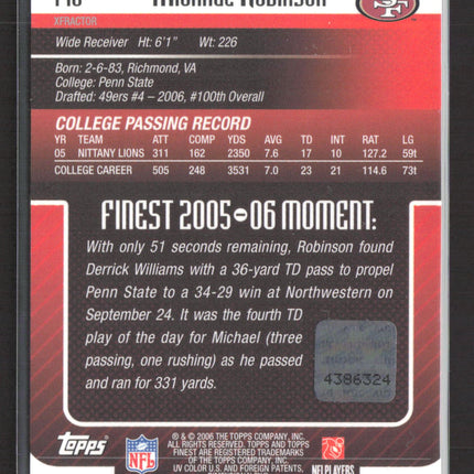 2006 Topps Finest Michael Robinson #178 X-Fractor Auto /10 Gold