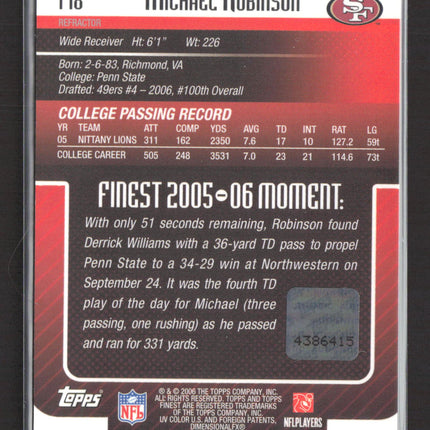 2006 Topps Finest Michael Robinson #178 Refractor Auto Black /99