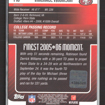 2005 Topps Finest Michael Robinson #178 X-Fractor Auto Black X Fractor /25