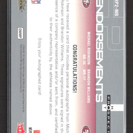 2006 Fleer Prospects Dual Michael Robinson Brandon Williams #HP2-MB 19/25 Auto