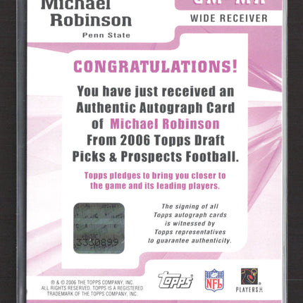 2006 Topps Draft Picks & Prospects Class Marks Michael Robinson #CM-MR 29/50 Auto