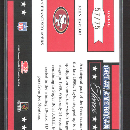 2005 Leaf Rookies & Stars Great American Heroes John Taylor #GAH-16 57/75 Auto