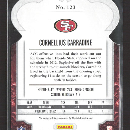 2014 Panini Crown Royale Cornellius Carradine #123 37/99 RC Auto