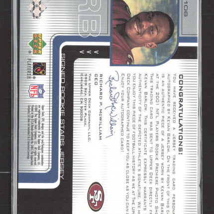 2001 Upper Deck SPx Kevan Barlow #106 Authentic Autograph 071/550 Jersey Auto