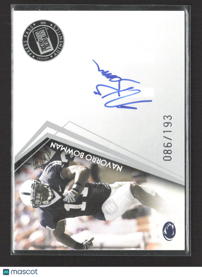 2010 Press Pass Signings NaVorro Bowman #PPS-NB 086/193 Auto