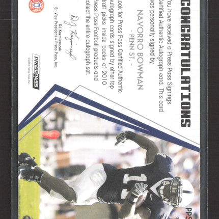2010 Press Pass Signings NaVorro Bowman #PPS-NB 15/85 Auto