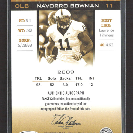 2010 SAGE HIT NaVorro Bowman #A59 Authentic Auto