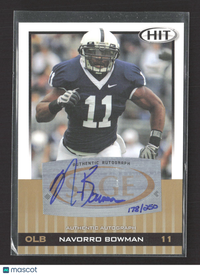 2010 SAGE HIT NaVorro Bowman #A59 Authentic Autograph 178/250 Auto