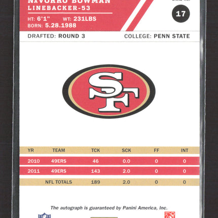 2012 Score NaVorro Bowman #17 Auto