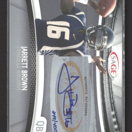 2010 SAGE Hit Jarrett Brown #A-10 Authentic Auto