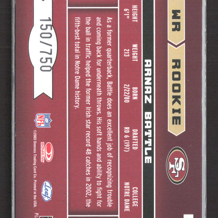 2003 Donruss Rookies & Stars Arnaz Battle #242 Auto /750
