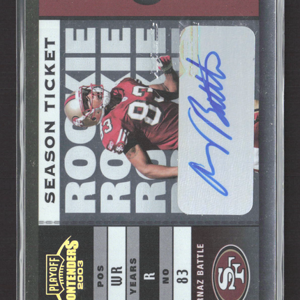 2003 Playoff Contenders Season Ticket Arnaz Battle #182 Auto /989