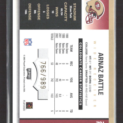 2003 Playoff Contenders Rookie Ticket Arnaz Battle #182 Auto /989