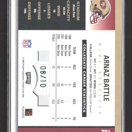 2003 Playoff Contenders Preview Ticket Arnaz Battle #182 Auto /10