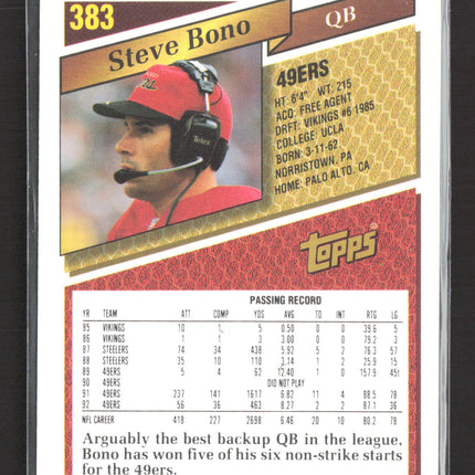 1993 Topps Steve Bono #383 Auto Ip
