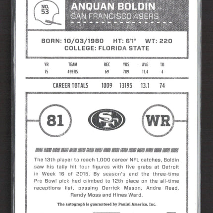 2016 Panini Classics Anquan Boldin #53 3 / 3 Auto