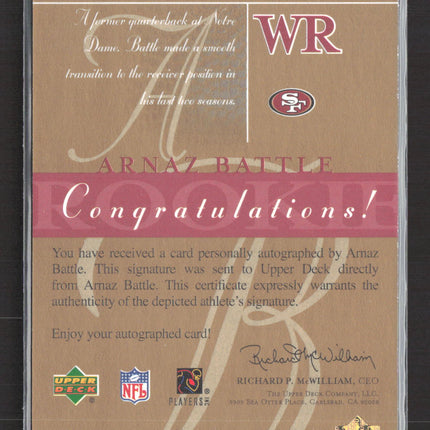 2003 Upper Deck SP Signature Edition Arnaz Battle #AR Auto